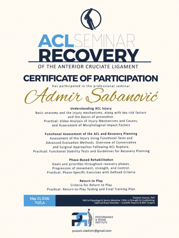 ACL Recovery - seminar o oporavku ACL-a